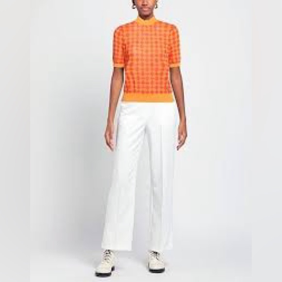 NWT Tory Burch Orange Jacquard Stretch Knit Top - Picture 3 of 7